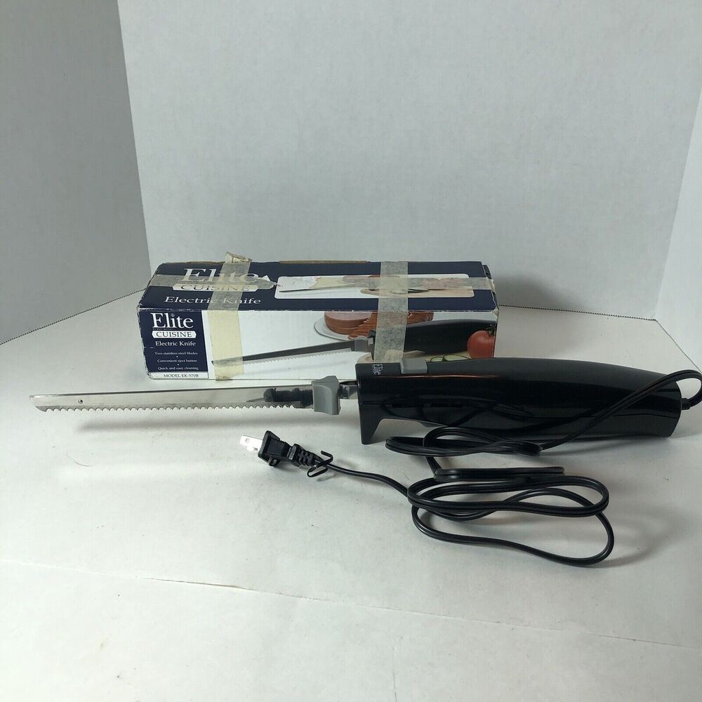 Elite Cuisine Electric Knife Model EK-570B Stainless Steel Serrated‎ Blades D3